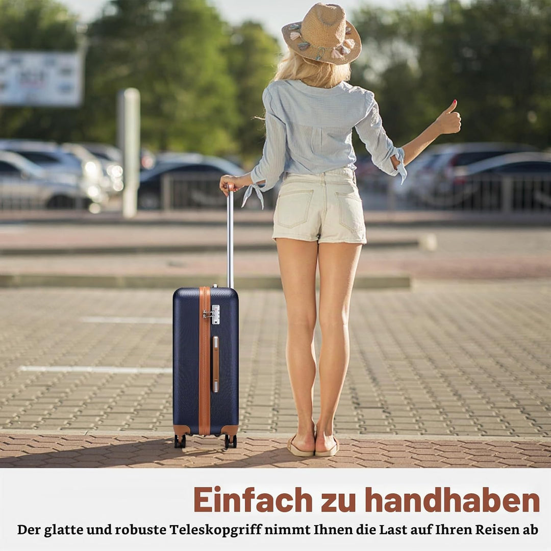 KONO Koffer Trolley Gross Hartschalenkoffer Reisekofferset Koffer Kofferset Gepäck Rollkoffer Schlos