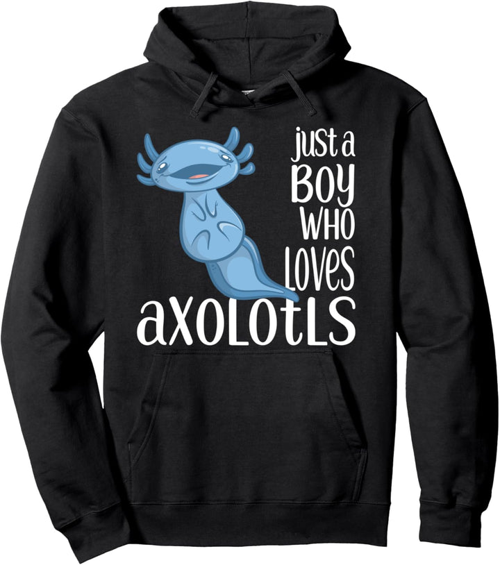 Just a Boy Who Loves Axolotls Funny Axolotl Pullover Hoodie