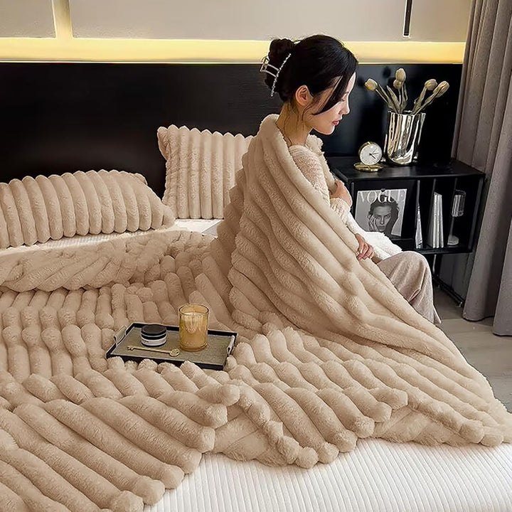 CALIYO Kuscheldecke Flauschig Decke Wohndecke Warme Cord-Fleece Wolldecke Dicke Sofadecke Couchdecke