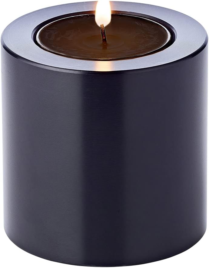 EDZARD 3er Set Teelichthalter Dauerkerze Cornelius Schwarz (Ø 6cm, Höhen 6, 8 und 10 cm) hitzebestän