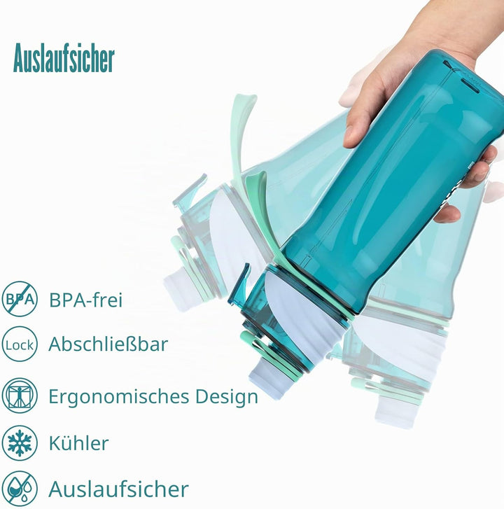 950ml Trinkflasche mit sprühfunktion Nebel Sport Wasserflasche Auslaufsicherer Flasche für Jungen un