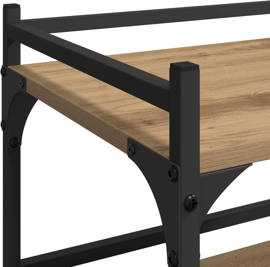 Küchenwagen mit Rollen, Servierwagen aus Holzwerkstoff im Industrial Design, Beistellwagen für Küche