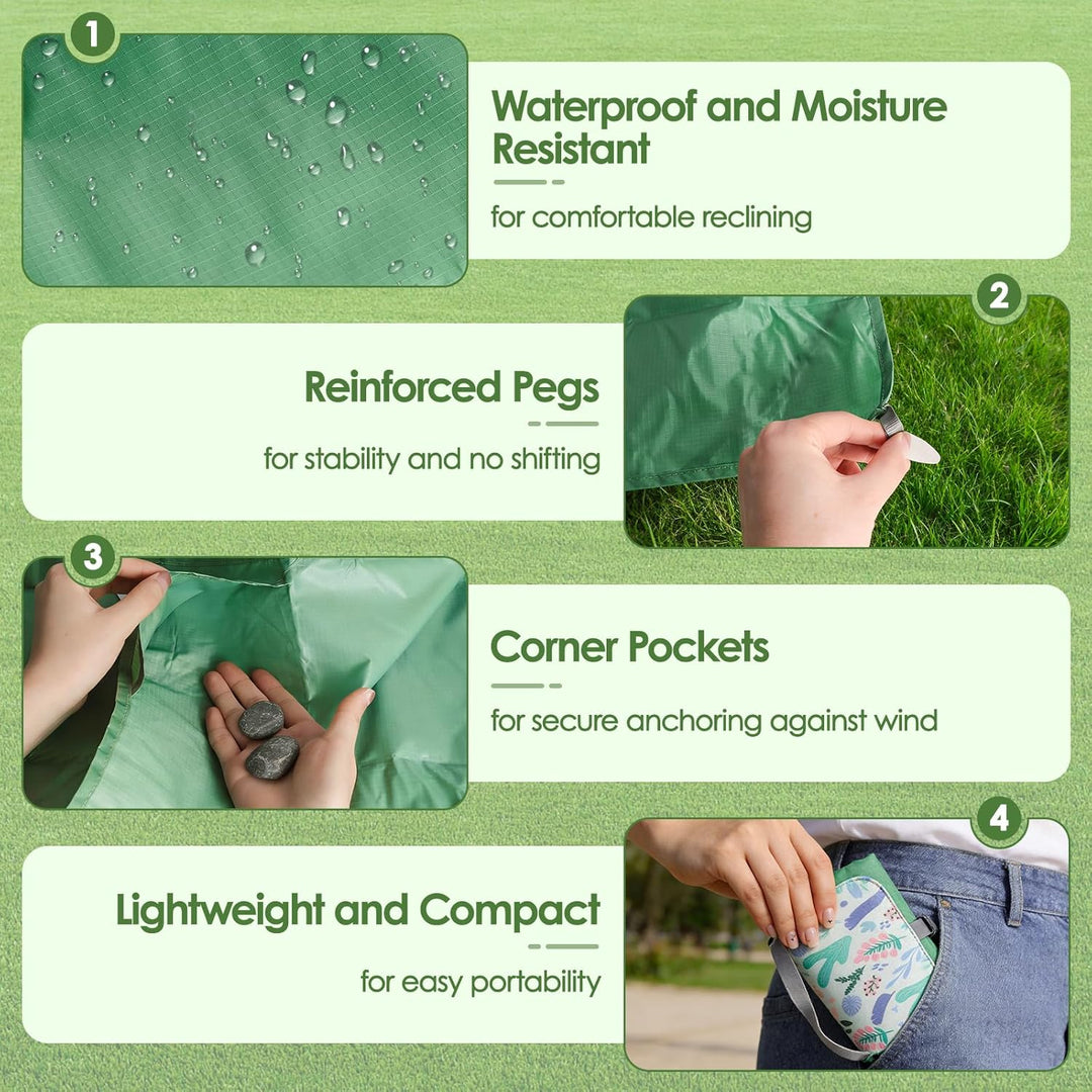 Picknickdecke Wasserdicht 150 x 210 cm,Ultraleicht Tragbar Campingdecke, Waschbare Sandfest Strandde