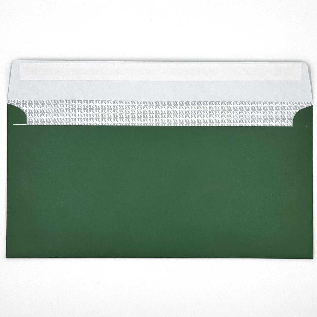 100 Umschläge mit Fenster, Grün, Tannengrünn, DIN lang = 220 x 110 mm, Haftklebestreifen, Fensterkuv