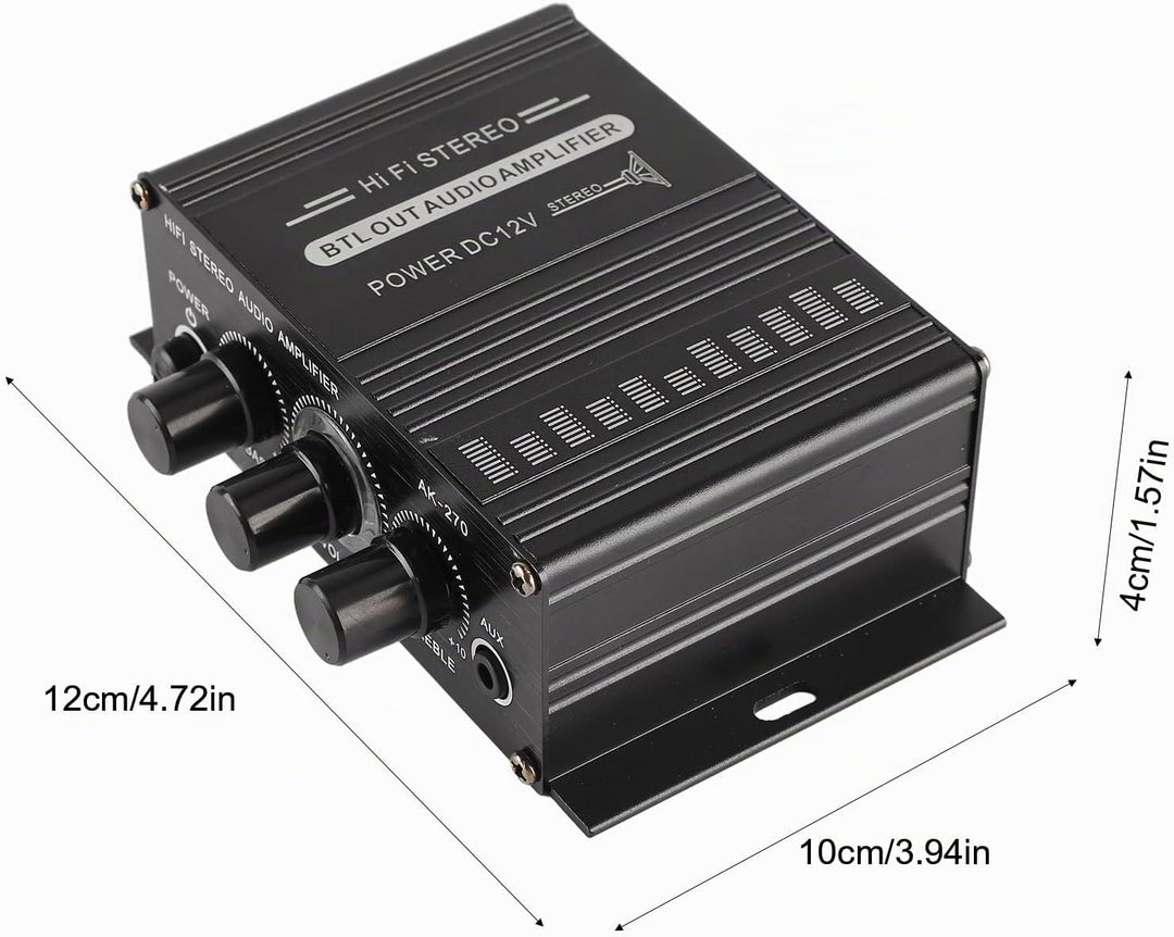 HERCHR Auto-Verstärker, Stereo-Verstärker, 12 V, Tragbar, Klare Klangqualität, Mini-Verstärker, Auto