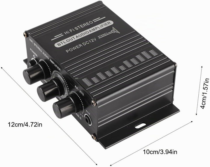 HERCHR Auto-Verstärker, Stereo-Verstärker, 12 V, Tragbar, Klare Klangqualität, Mini-Verstärker, Auto