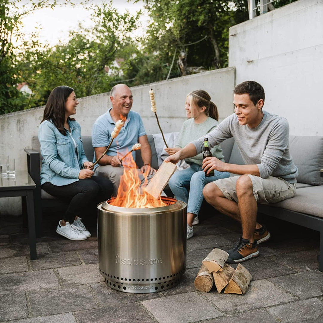 Solo Stove Feuerschale „Bonfire“ - Outdoor-Kamin aus Edelstahl, rauchfrei - Set mit Standfuss, Funke