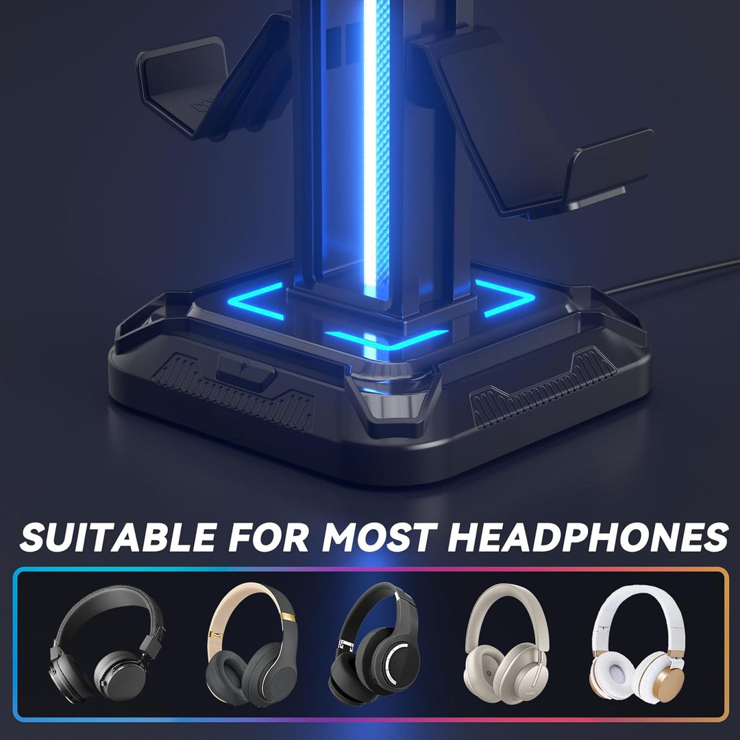 KDD Gaming Kopfhörer Ständer Led mit 9 Lichtmodi - Drehbarer Headset Halterung Tisch mit Abnehmbarer
