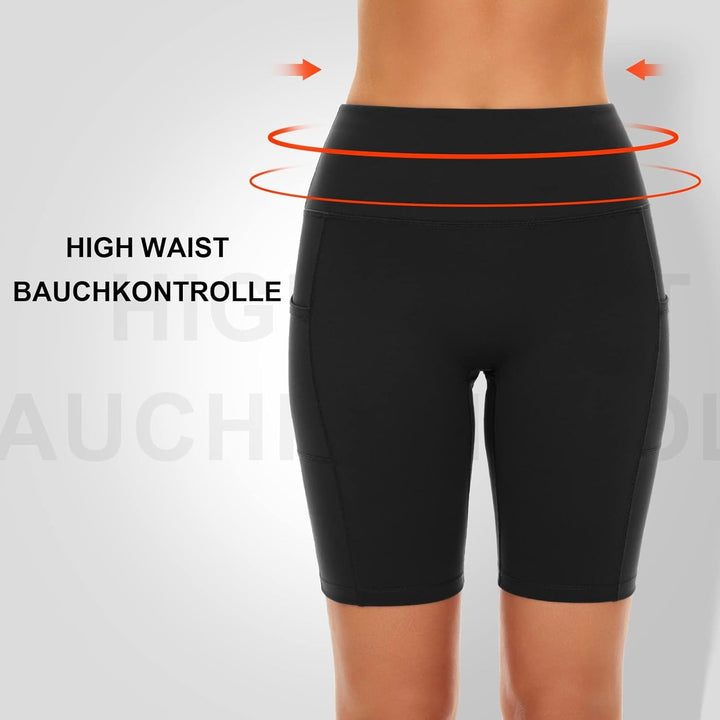 SIMIYA Radlerhose Damen, Kurze Leggings mit Handytasche Blickdichte High Waist Sporthose Damen Kurz,