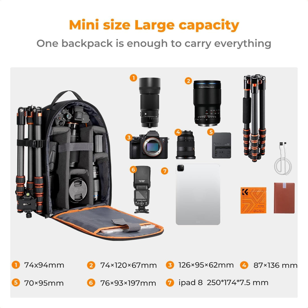K&F Concept Kamerarucksack für Fotografen, Fotorucksack Klein Multifunktionale Camera Backpack Wasse