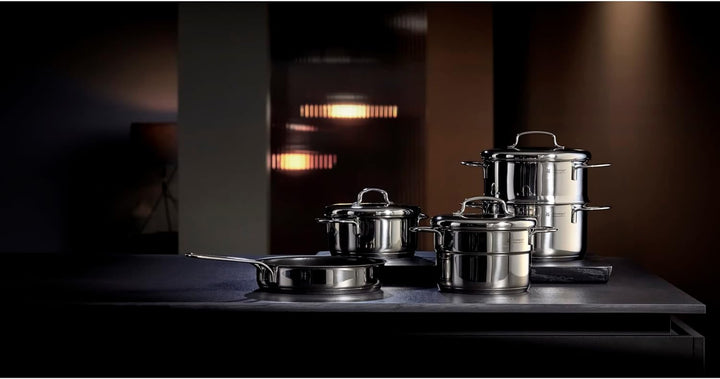 WMF Mini Kochtopf klein 14cm, Metalldeckel, Fleischtopf Induktion 1,3l, Cromargan Edelstahl, stapelb