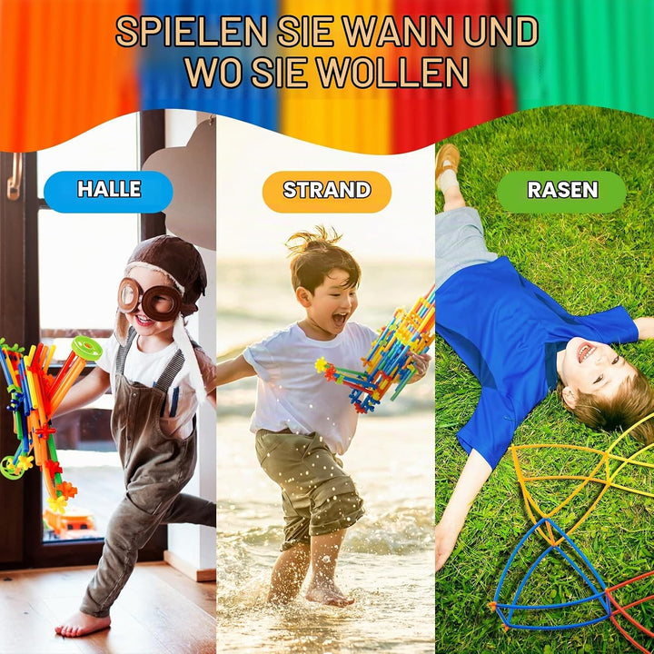 WYSWYG Konstruktionsspielzeug Strohhalme Baustein 560 Stück- Kreative Verbindungsbausteine Spielzeug