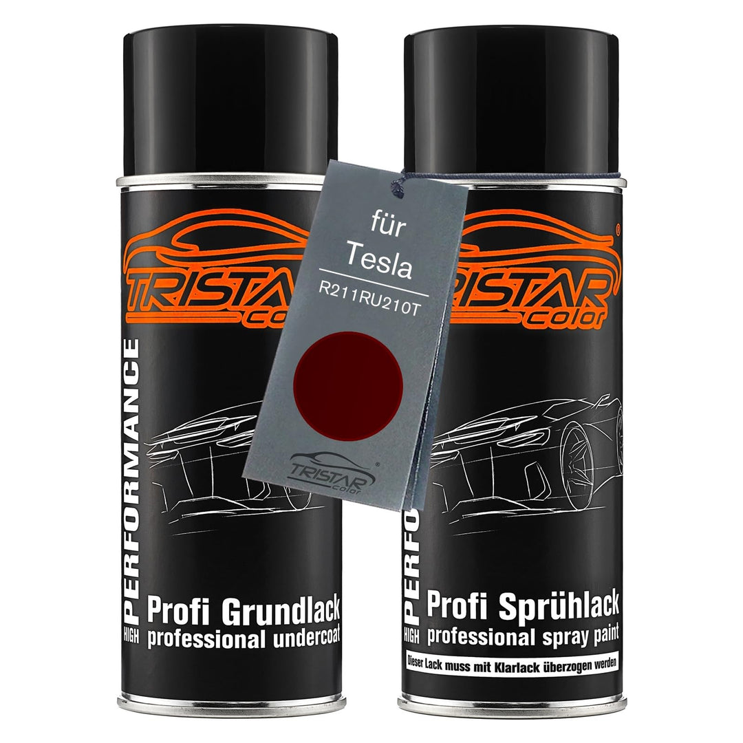 TRISTARcolor Autolack Spraydosen Set für Tesla R211RU210T Signature Red Perl Grundlack Basislack Spr