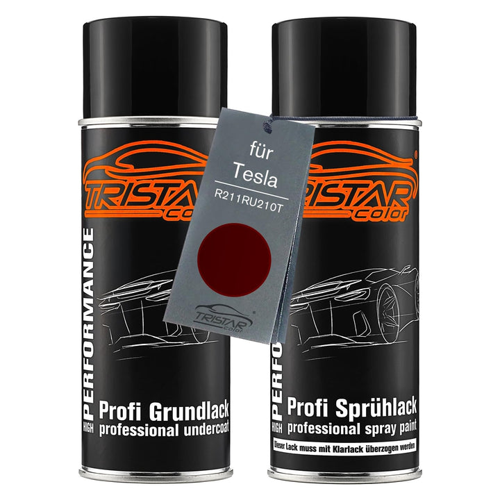 TRISTARcolor Autolack Spraydosen Set für Tesla R211RU210T Signature Red Perl Grundlack Basislack Spr