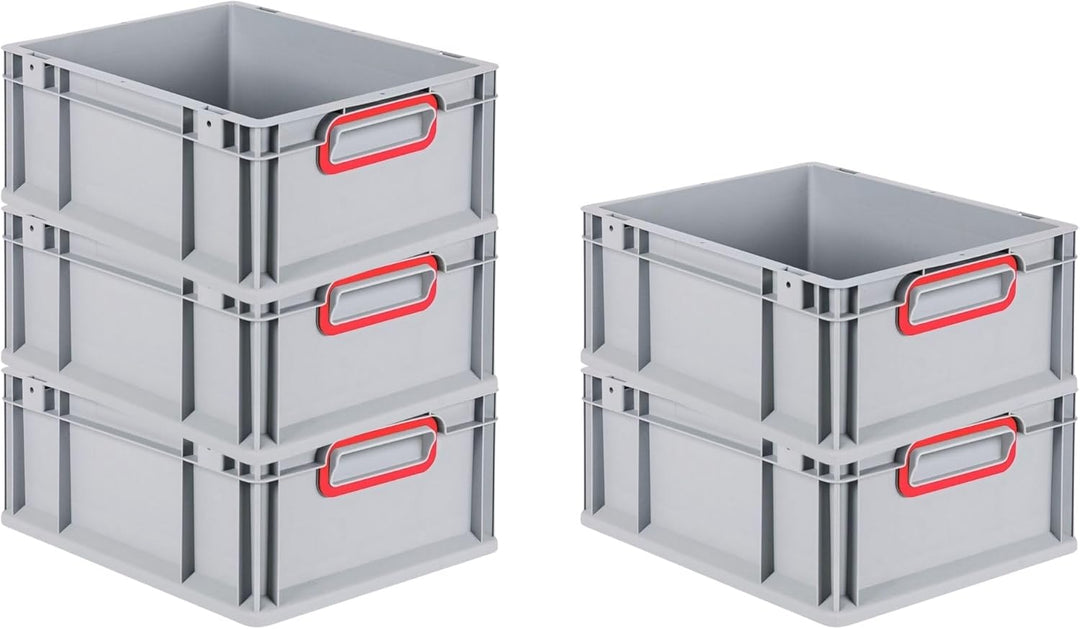 SuperSparSet 10x Eurobox NextGen Color | HxBxT 17x30x40cm | 16 Liter | Griffe rot geschlossen | Glat