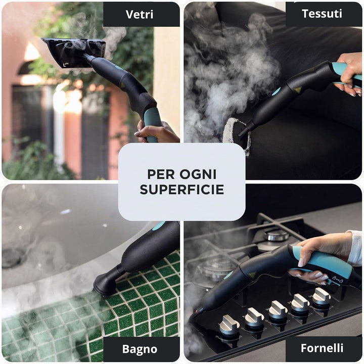 Ariete 4146 XVapor Deluxe, mobiler Dampfreiniger, 5 bar, integriertes Zubehörfach, Betriebsdauer bis