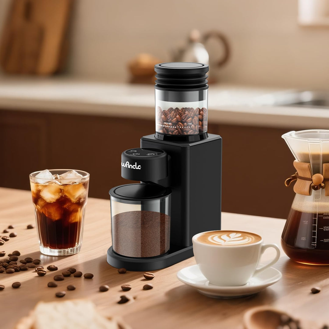 Wancle Elektrische Kaffeemühle Kaffeebohnenmühle Touch-Ausgabe mit Kegelmahlwerk - 25 Mahlgrade, Prä