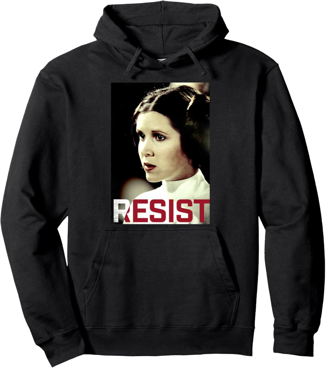 Star Wars Princess Leia Resist Text Portrait Pullover Hoodie