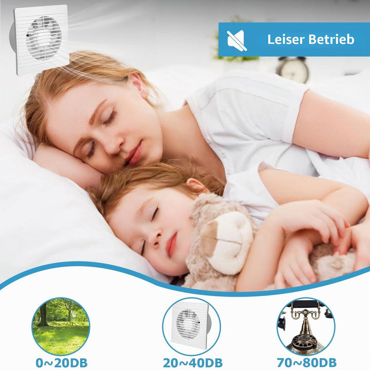 Nizirioo Badlüfter Ø 100mm Wandventilator Lüfter: Badezimmer Lüfter Abluftventilator mit Kabel, Wand