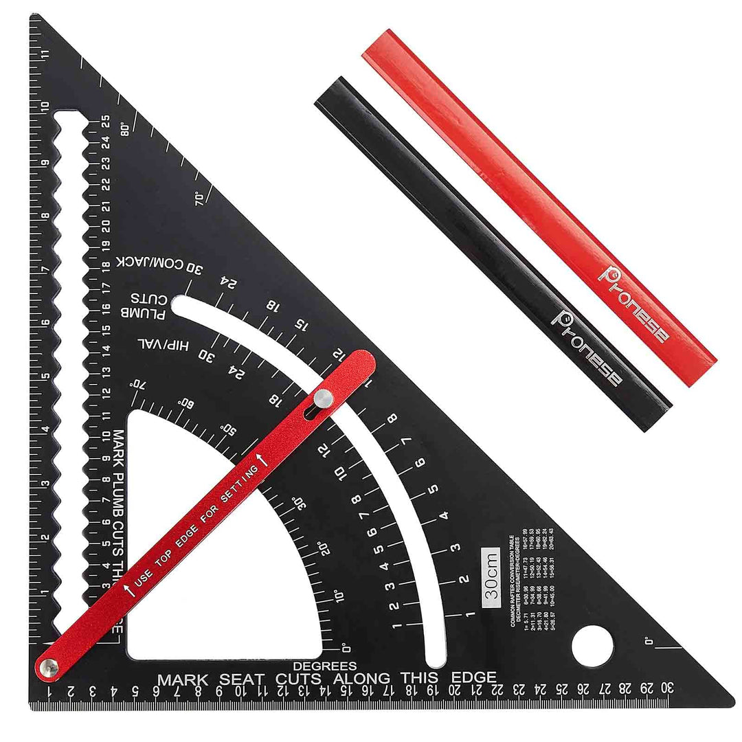 Pronese Verstellbares Dachviereck 30.5 cm, Aluminiumlegierung, Drehradren-Quadrat, metrisches und im