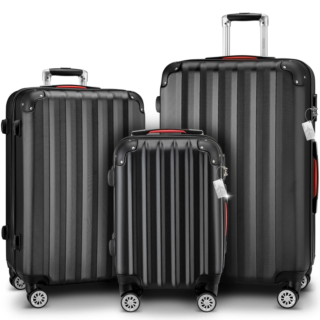 MONZANA® 3tlg. Kofferset Schloss Organizer Kofferwaage Gurt Gel-Griffe Zwillingsrollen Standfüsse Tr