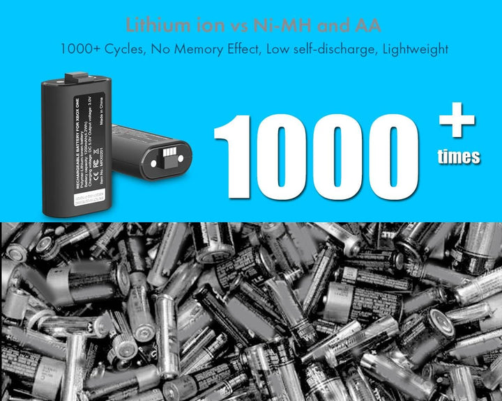 ElecGear Wiederaufladbare Lithium Ionen Akku für Xbox Controller, 1200mAh Li-Ion Batterien für Xbox