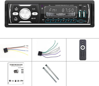 DAB + Autoradio mit Bluetooth 1 Din Digital Media Player Freisprecheinrichtung FM/AM/RDS Radio Auto