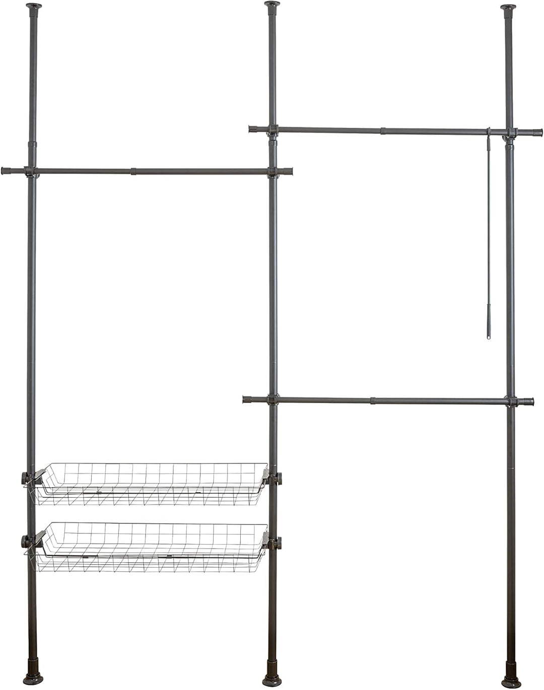 WENKO Teleskop-System Herkules Duo Schwarz matt, verstellbares Ordnungssystem, 3 Kleiderstangen/2 Ab