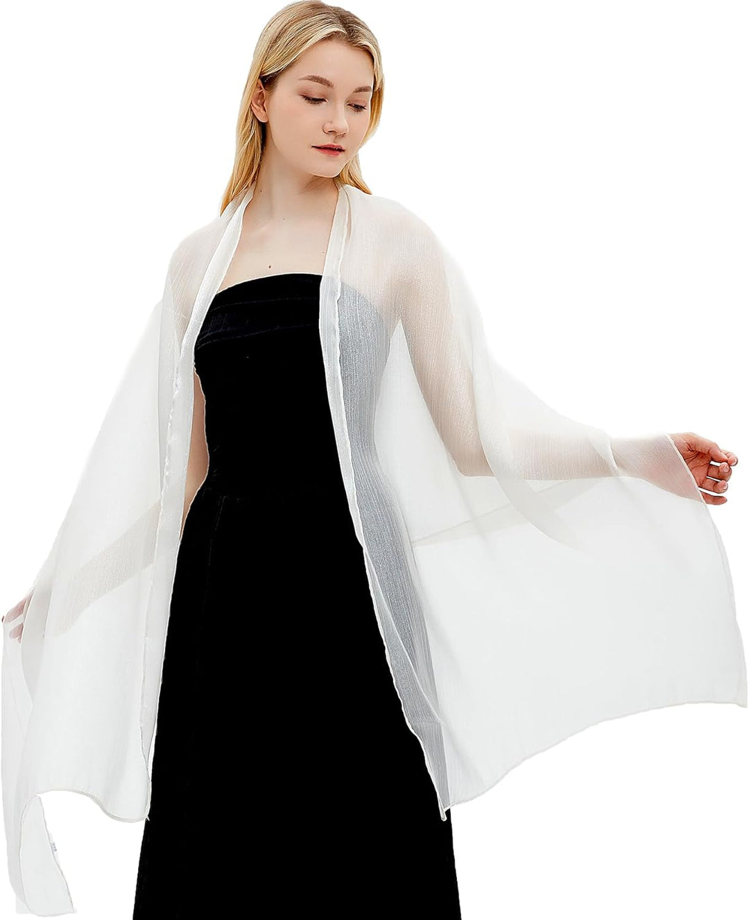 Gragengs Damen Schals und Wraps für Abendkleider Leichte Sheer Crepe Tücher Shimmer Hochzeit Party S
