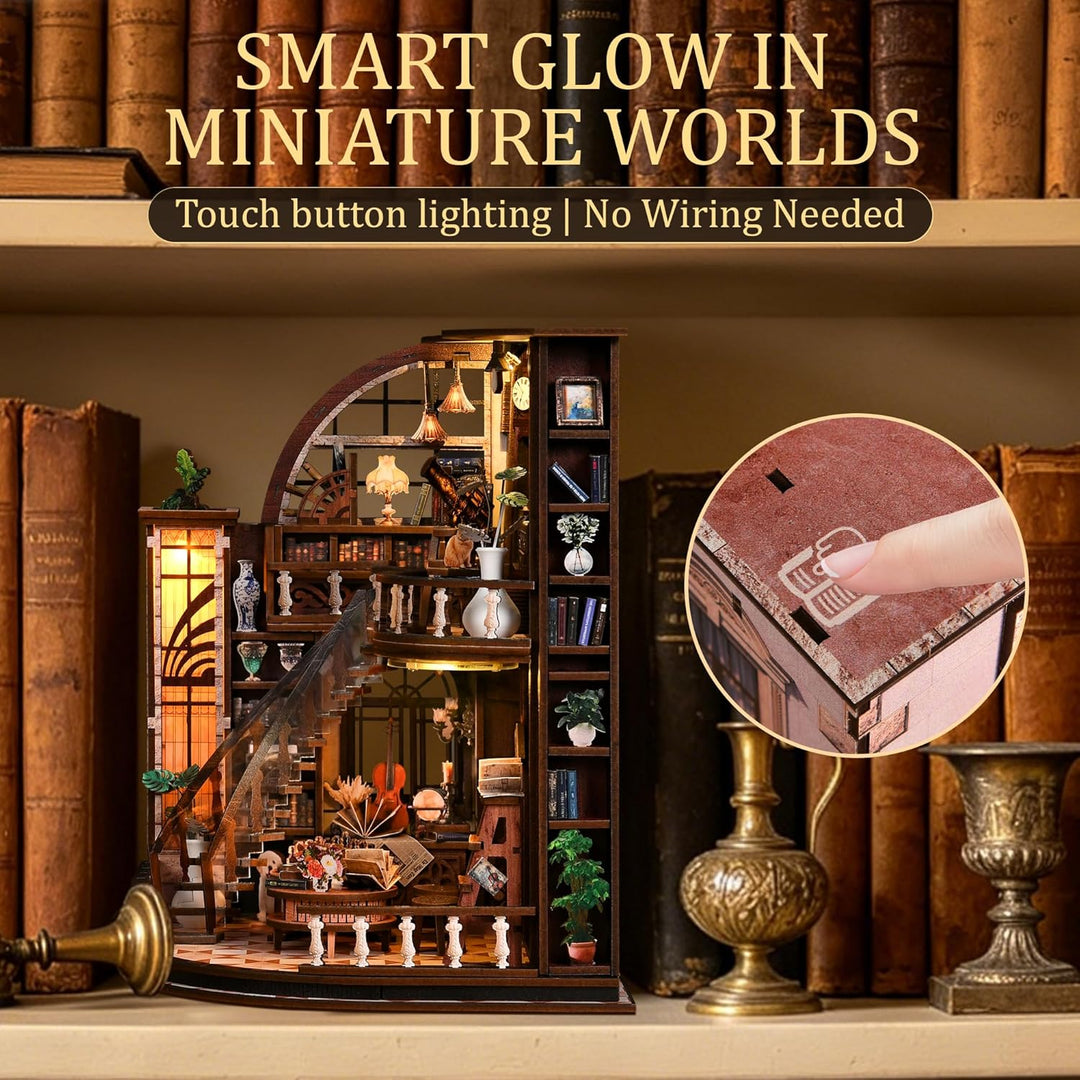 Book Nook Kit für Erwachsene - CRIOLPO DIY Miniatur Haus Holzpuzzle 3D Puppenhaus - Buchstütze für B
