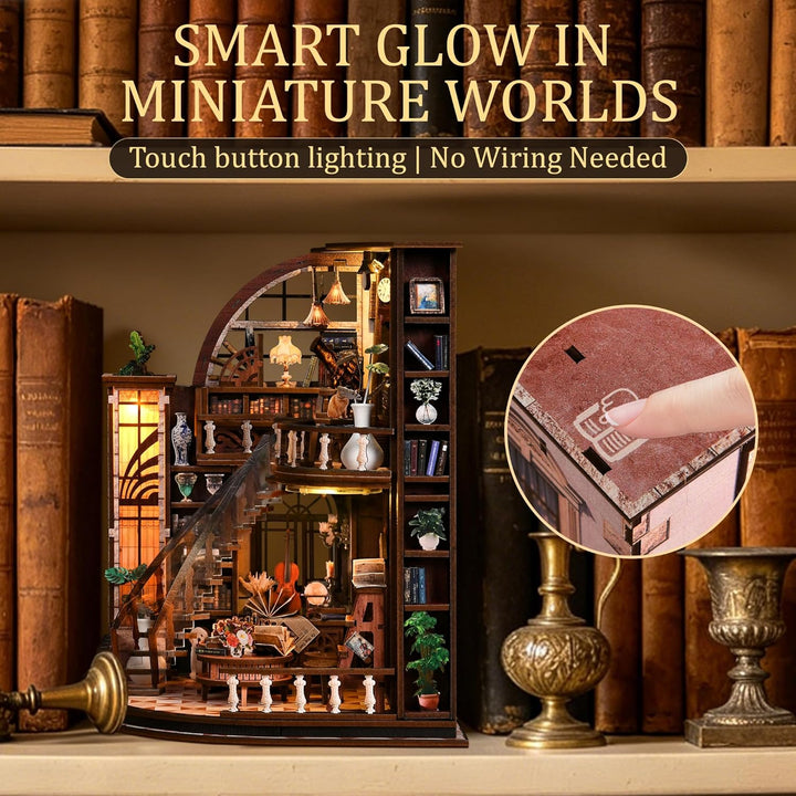 Book Nook Kit für Erwachsene - CRIOLPO DIY Miniatur Haus Holzpuzzle 3D Puppenhaus - Buchstütze für B