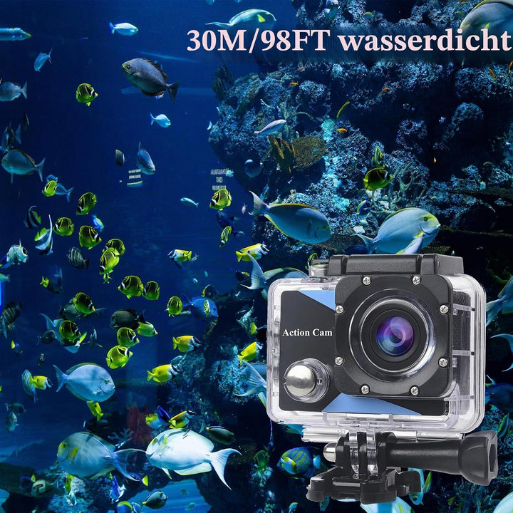 Action Cam 1080P mit WiFi 30M Unterwasserkamera Wasserdicht Ultra HD,Telecamera Moto,Action Camera C