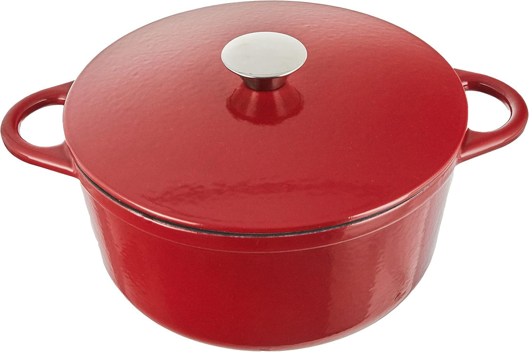 IBILI Kasserolle rund mit Deckel 24x11,5 cm in rot, Gusseisen, 24 cm, 2-Einheiten Redonda 3,9 litros
