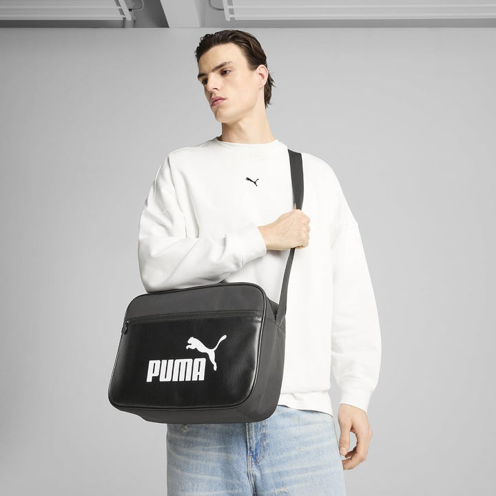 PUMA Uni Kinder Campus Medium Reporter Bag Black Handtasche, Schwarz