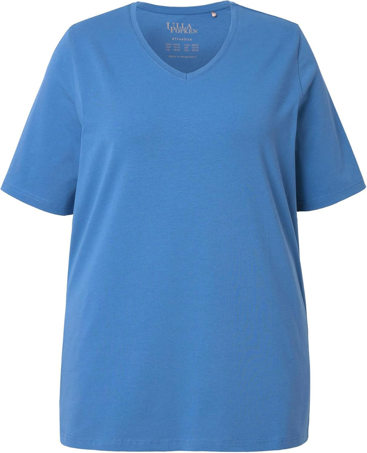 Ulla Popken Damen T-Shirt_807284 T-Shirt 50-52 Denimblau, 50-52 Denimblau
