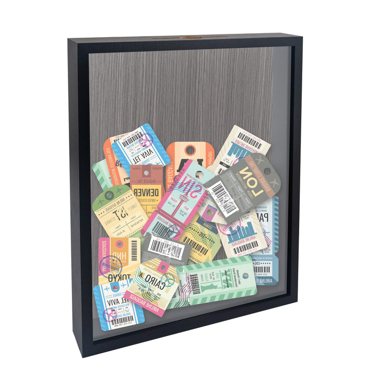 Reise-Schattenbox, schwarz, 28 x 35 cm, mit Schlitz, Filmreise, Sportveranstaltungen, Konzert, Ticke