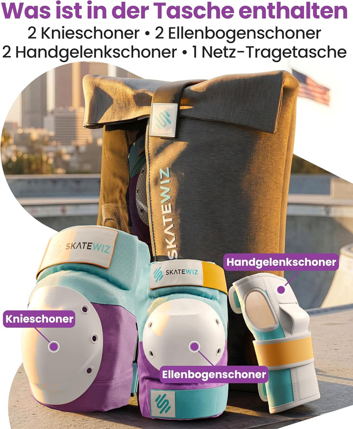 SKATEWIZ Inliner Schoner Erwachsene - Handschoner, knie und ellenbogenschützer - Skateboard Schoner