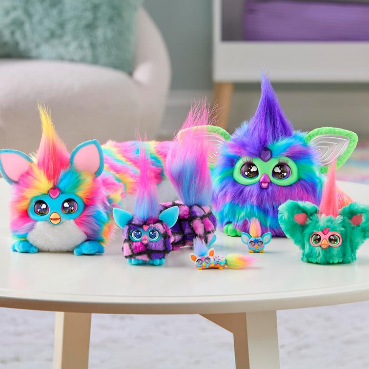 Furby DJ Furblets RAIN Bow bunt-gemustertes elektronisches Plüschspielzeug Macht Musik, Geräusche un