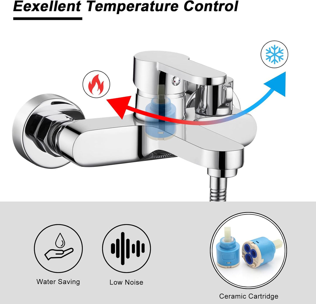 BONADE Wannenarmatur Badewannenarmatur mit 3 Strahlarten Handbrause, Einhebel Badewanne Wasserhahn m