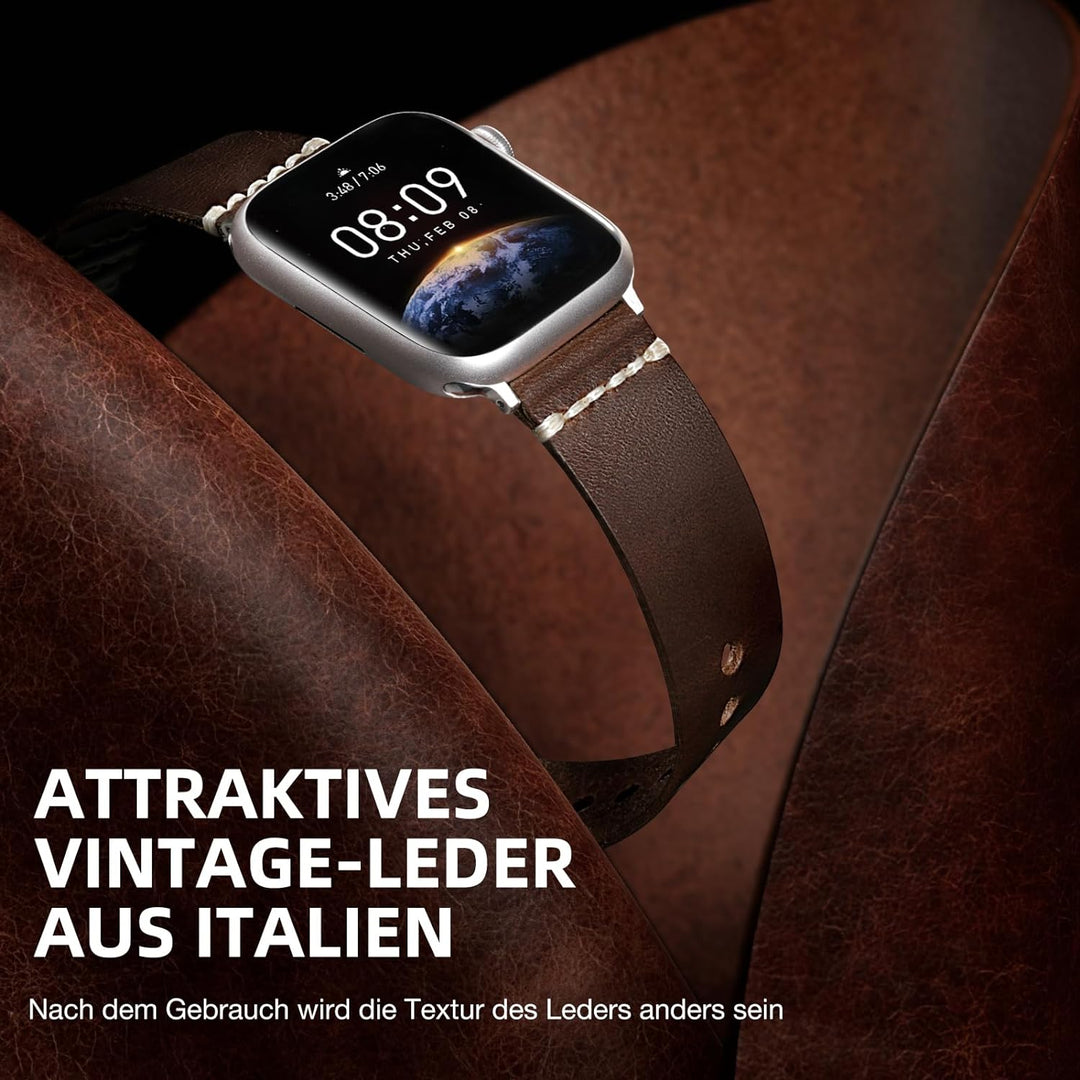 Bandsie Lederarmband kompatibel mit Apple Watch Armband 41mm 40mm 38mm für Männer/Frauen, Klassisch