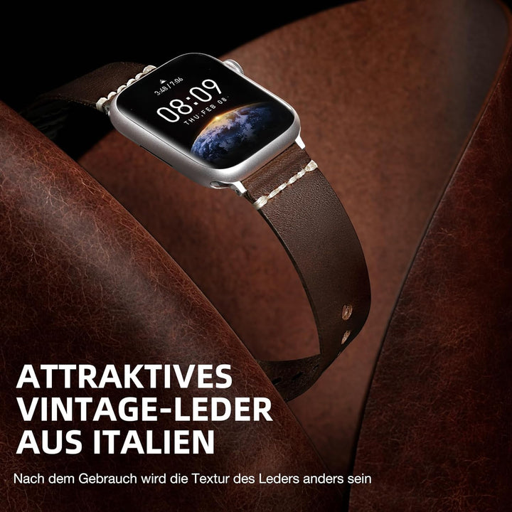 Bandsie Lederarmband kompatibel mit Apple Watch Armband 41mm 40mm 38mm für Männer/Frauen, Klassisch