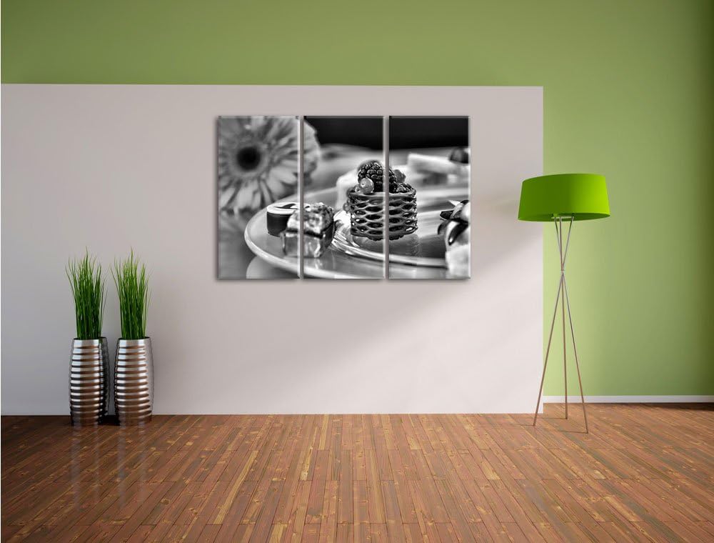 Pixxprint appetitliche Desserts als Leinwandbild/Grösse: 3 Teilig (120x80) cm/Wandbild/Kunstdruck/fe