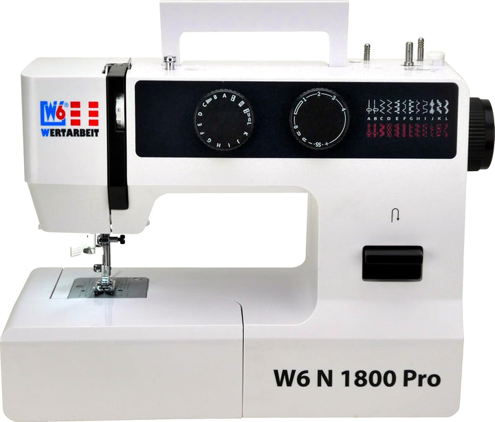 W6 Nähmaschine N 1800 Pro mit 25 Programmen | Freiarm | automatischer Einfädler | CB-Greifer | Knopf