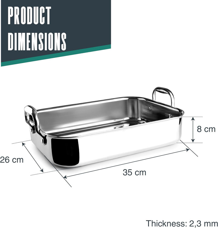 Lacor - 60865 - TriChef Edelstahl-Bräter 35 x 26 cm, 5 Liter, 3-Schicht-Konstruktion aus Edelstahl 1