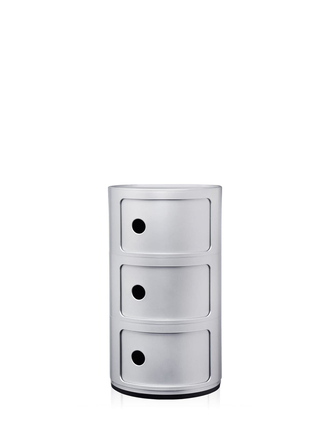 Kartell Componibili, 3 Elements, Silber, Runde Basis 3-fächer Silber, 3-fächer Silber