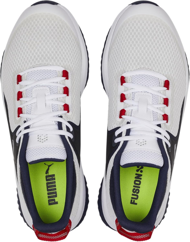 PUMA Herren Fusion Grip Golfschuh 44 EU Puma Weiss Puma Silber Puma Navy, 44 EU Puma Weiss Puma Silb