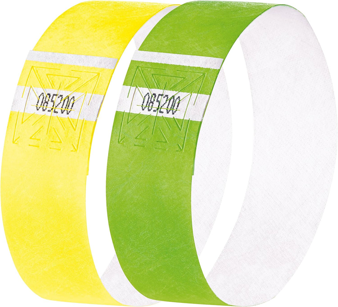 SIGEL EB219 Einlassbänder Super Soft, 2 x 60 Stück, Gelb und Grün fluoreszierend, Festival Armbänder