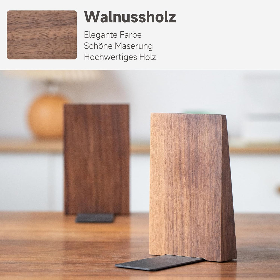 Muso Wood Holz Buchstütze aus Walnussholz - Handgefertigte Buchstützen Dekorative Bücherstütze für R