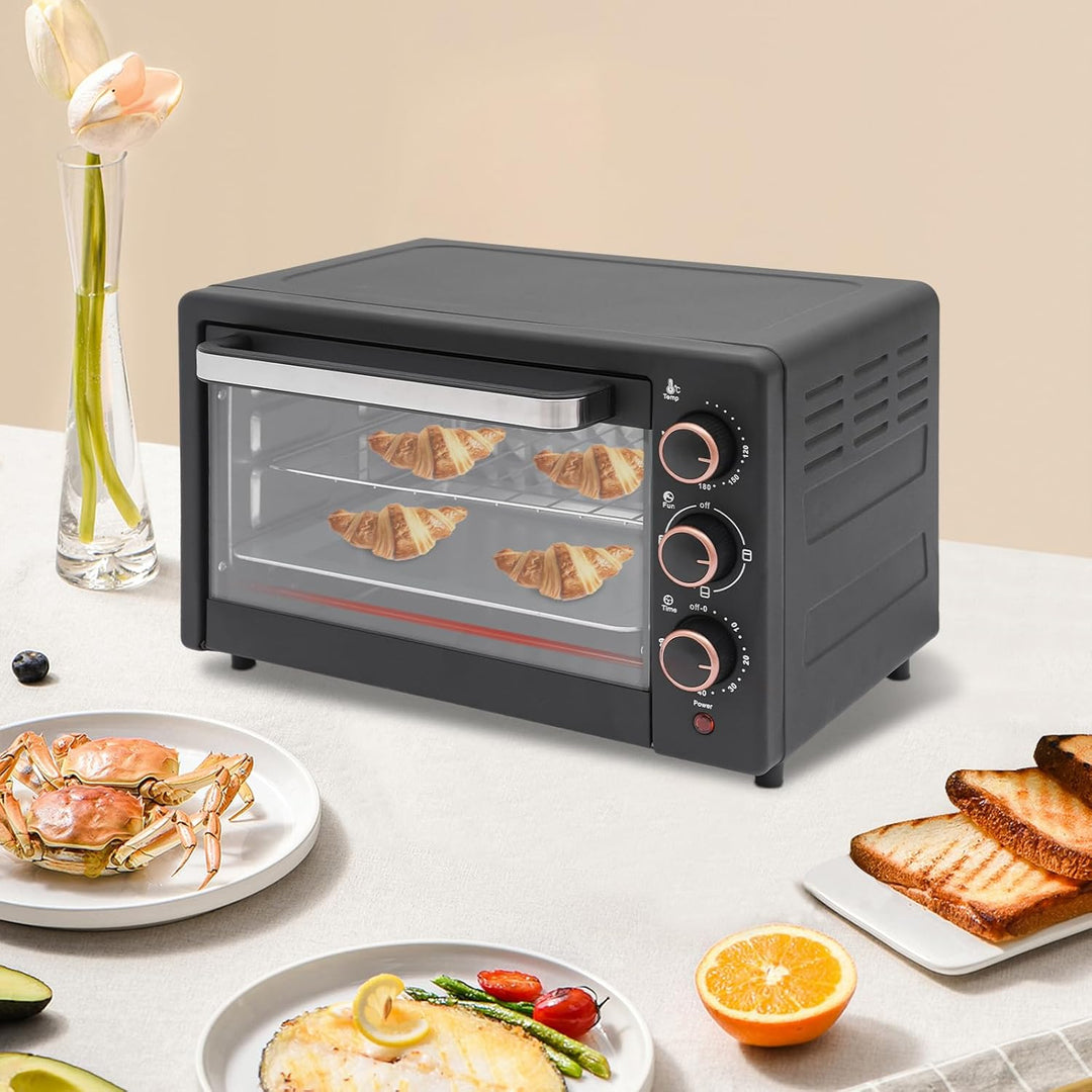 Mini Backofen 22L, 1000W Elektrobackofen mit Timer &amp; Temperatur Einstellbar