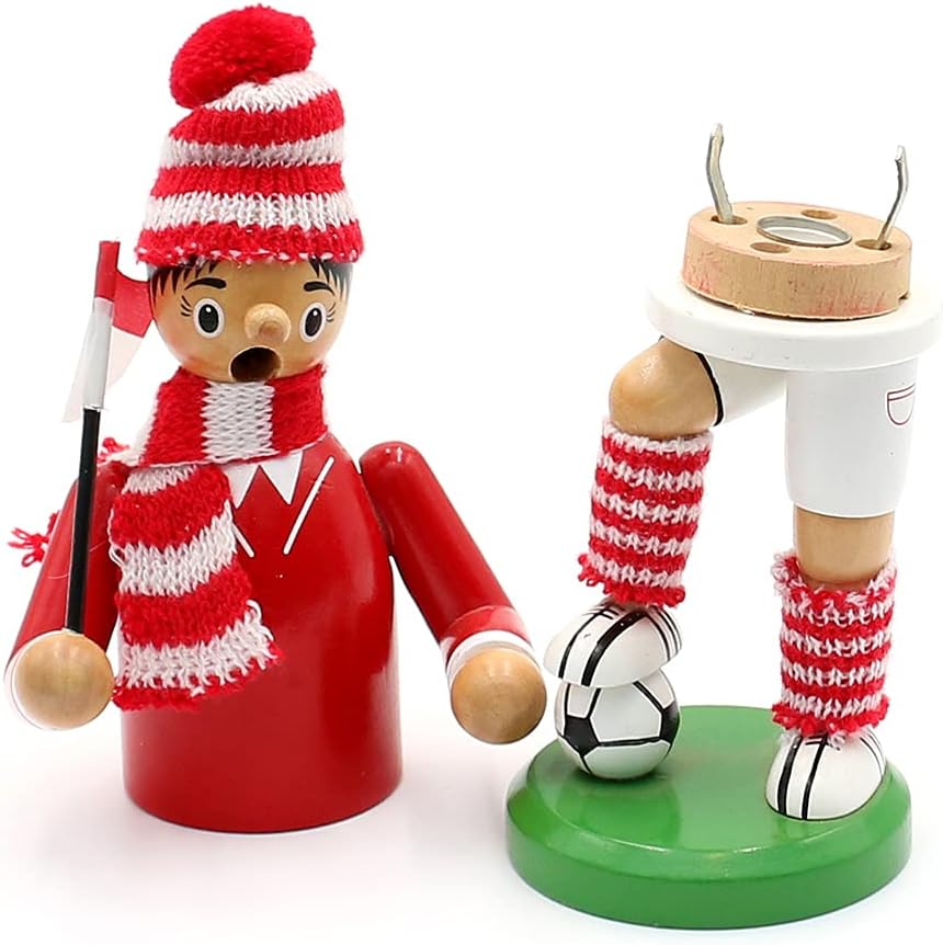 Hochwertiger Räuchermann Modell " FUSSBALLER rot - weiss " Grösse ca. 20cm Rot / Weiss, Rot / Weiss